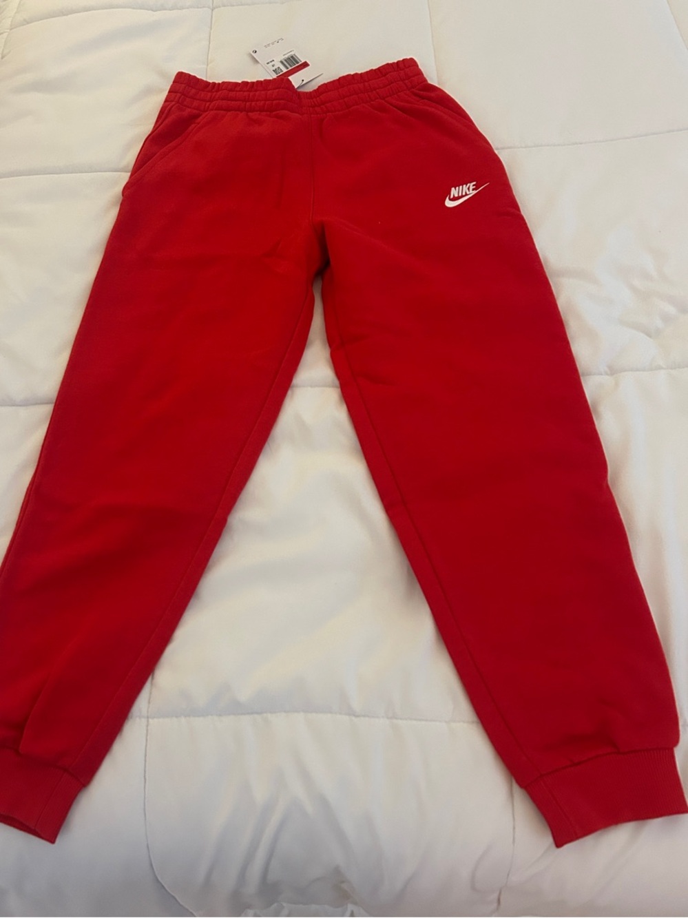 Nike Kids Red Sweat Joggers with White Swoosh